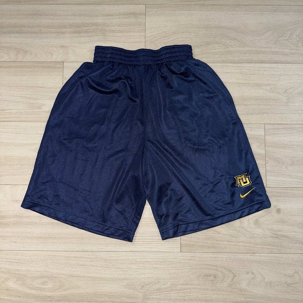 Vintage Marquette Golden Eagles Nike Shorts Men Small Blue Shiny Basketball NCAA